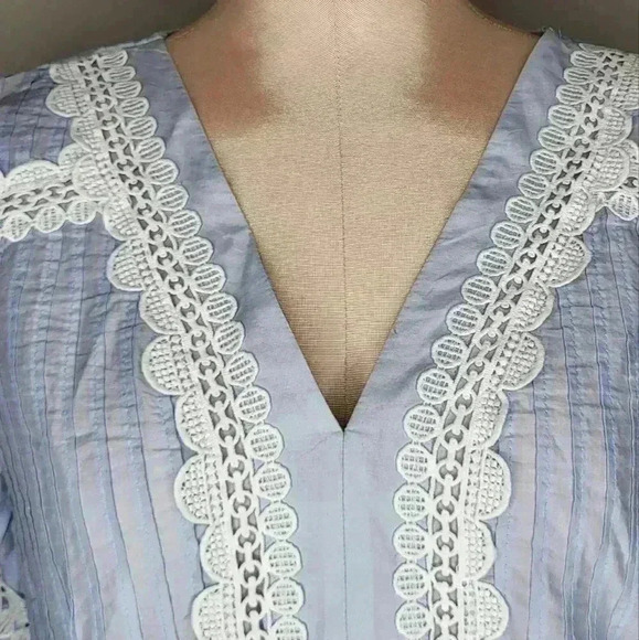 J Crew Faded Lace Trim Top NWT New Womens Size Small Light Blue and White - Picture 8 of 14